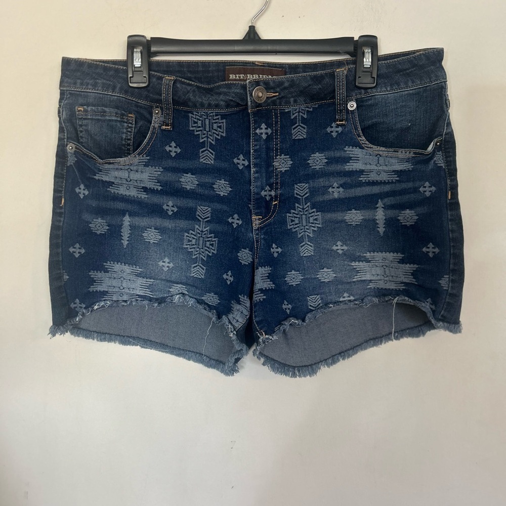 Bit & Bridle Women's Western Denim Shorts Size 16 Southwestern All-Over
Print